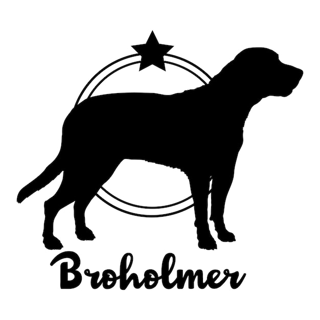 La silueta del perro Broholmer, el logotipo de las razas de perros, el monograma vectorial, la silueta del logotipo.