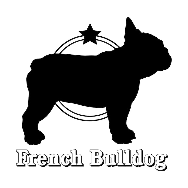 silueta de perro bulldog francés me encanta mi perro perro razas de perros logotipo vector monograma silueta logotipo