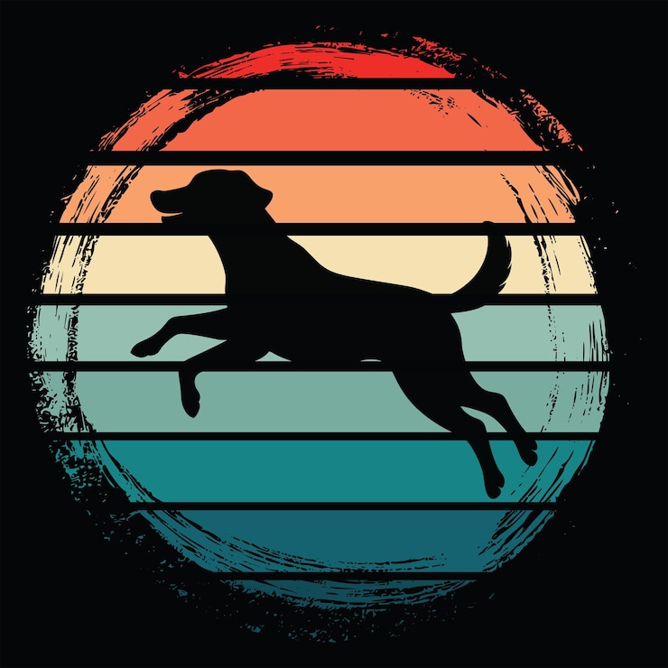 Vector la silueta del perro chesapeake bay retriever en el estilo vectorial vintage sunset retro