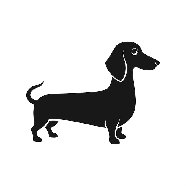 Silueta de perro Dachshund aislada en una ilustración vectorial de fondo blanco