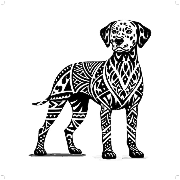 Vector silueta de perro dalmático en animal ilustración tribal de la polinesia étnica