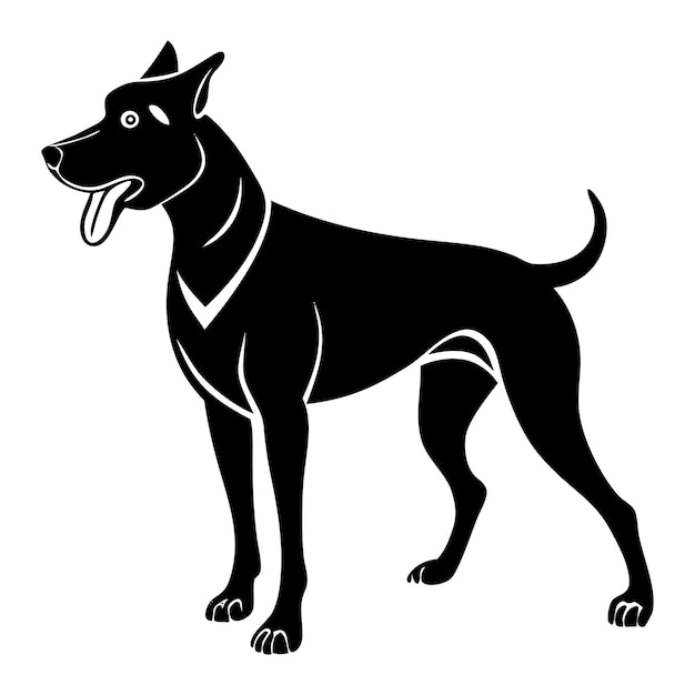 Silueta de un perro Doberman de pie