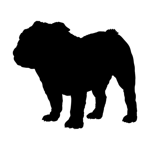 Vector la silueta del perro es el vector del monograma del logotipo de las razas bulldog.