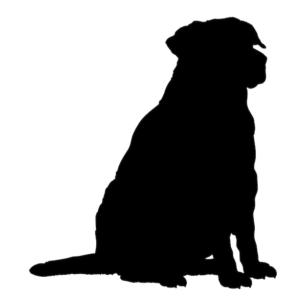 La silueta del perro es el vector del monograma del logotipo de las razas de labrador gordo.