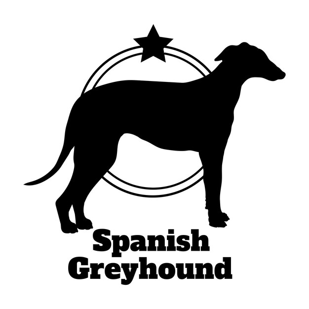 La silueta del perro galgo español el perro las razas de perros el logotipo el vector el monograma el diseño de la silueta del logotipo