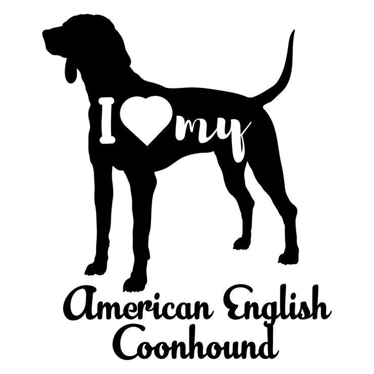Vector silueta de perro inglés americano coonhound raza de perro logotipo silueta vectorial me encantan las razas de mi perro