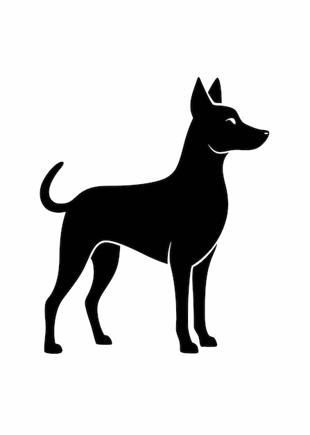 Silueta de perro negro sobre fondo blanco