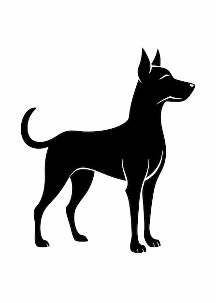 Silueta de perro negro sobre fondo blanco
