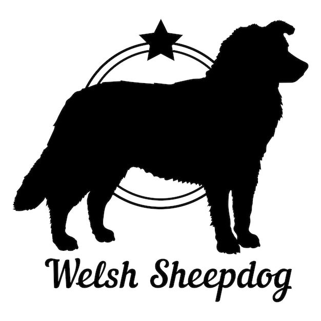 La silueta del perro pastor galés es el logotipo de las razas de perros, el monograma vectorial, la silueta del diseño del logotipo.