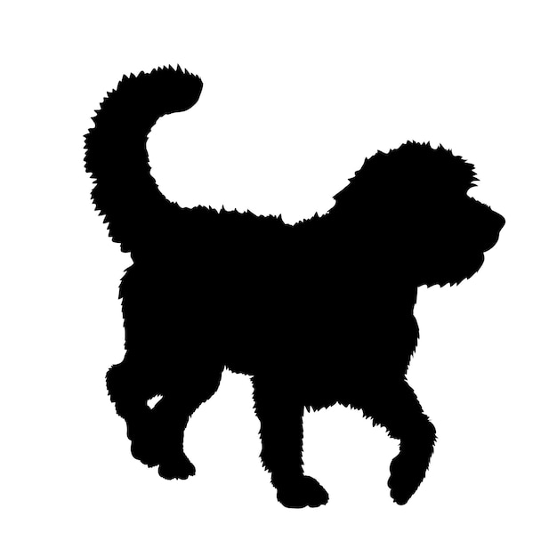 Vector la silueta del perro el perro otterhound cría el logotipo del perro el monograma del perro el vector de la cara del perro sentado tendido corriendo