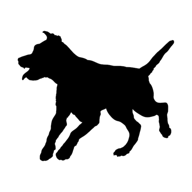 Silueta de perro perro Pitbull corriendo razas logotipo monograma de perro vector de logotipo