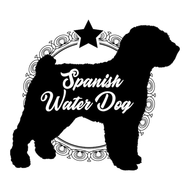 silueta de perro perro razas de perro logo vector silueta diseño de logotipo perro de agua español