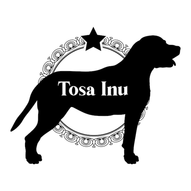 silueta de perro perro razas de perro logo vector silueta diseño de logotipo Tosa Inu
