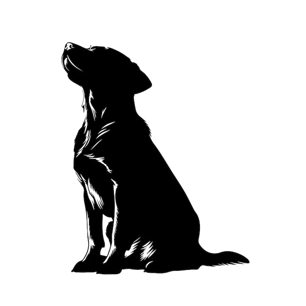 Silueta de perro Silueta vectorial de perro sobre fondo blanco Perro negro aislado sobre fondo blanco