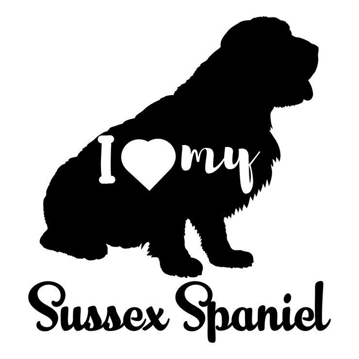 Vector la silueta del perro spaniel de sussex, las razas de perros, el logotipo, la silueta vectorial, me encanta mis razas de perro.