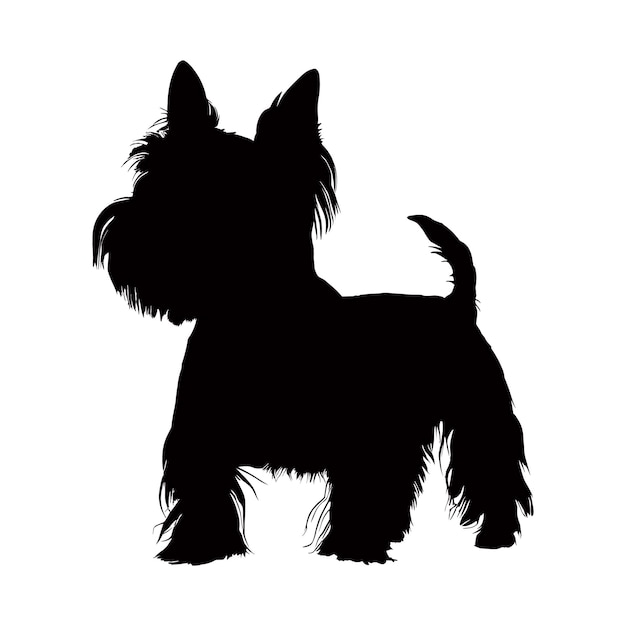 Silueta de perro West highland Terrier aislada en un fondo blanco Ilustración vectorial