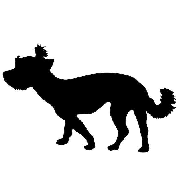 Silueta de perro Yorkshire Terrier sobre un fondo blanco