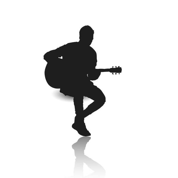 Vector silueta de una persona tocando la guitarra guitarrista cantante y músico tocando la guitarra