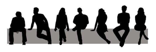 Silueta de personas sentadas hombre y mujer sentados en una silla silueta vectorial