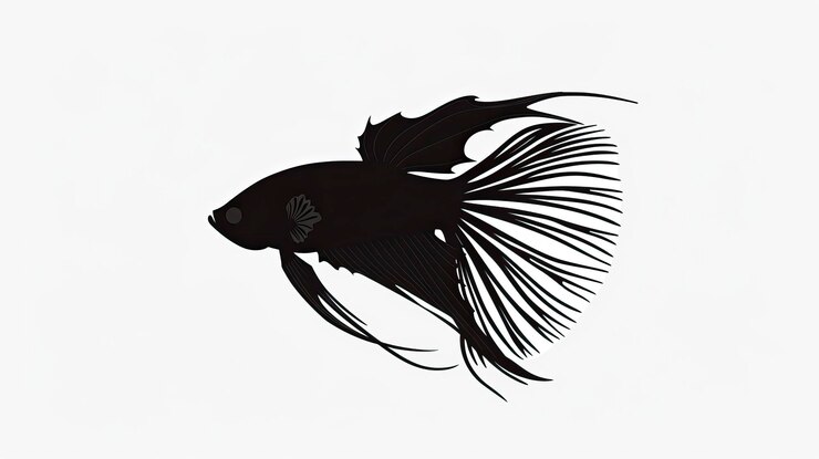 Vector silueta de pez betta aislado en fondo blanco