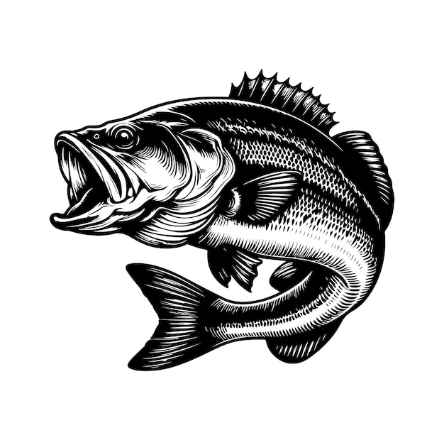 silueta de pez bajo ilustración vectorial de pez salto