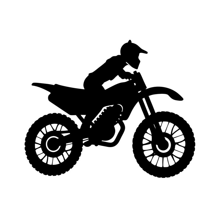 Silueta de un piloto de motocross en una bicicleta de tierra