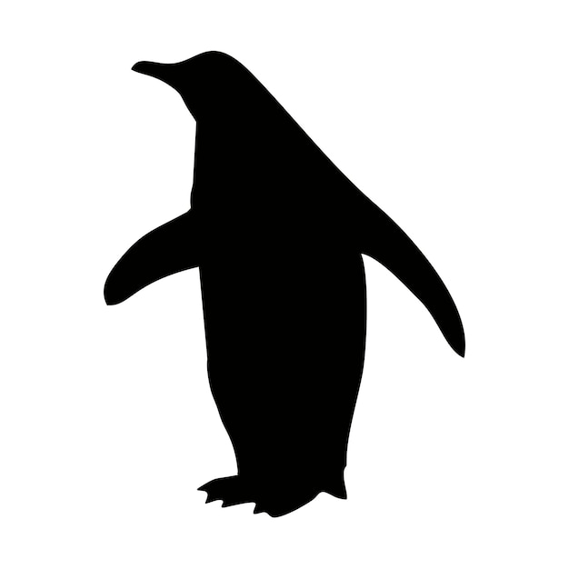 silueta de pingüino negro caminando y patinando en el hielo