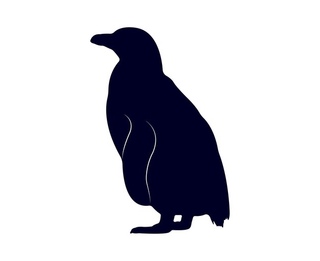 Vector silueta de pingüino plano vectorial aislada sobre fondo blanco