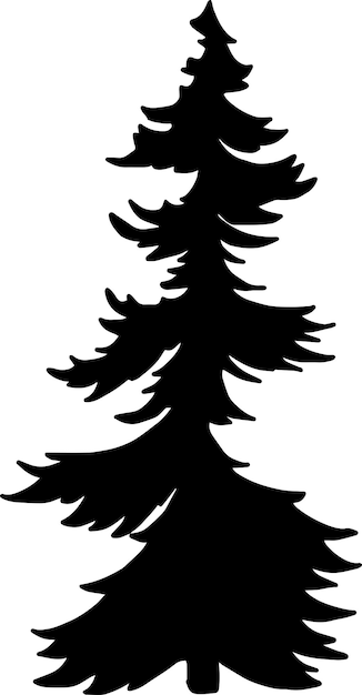 Silueta de pino Silueta de árbol Ilustración plana Vector