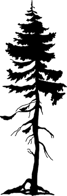 Silueta de pino Silueta de árbol Ilustración plana Vector