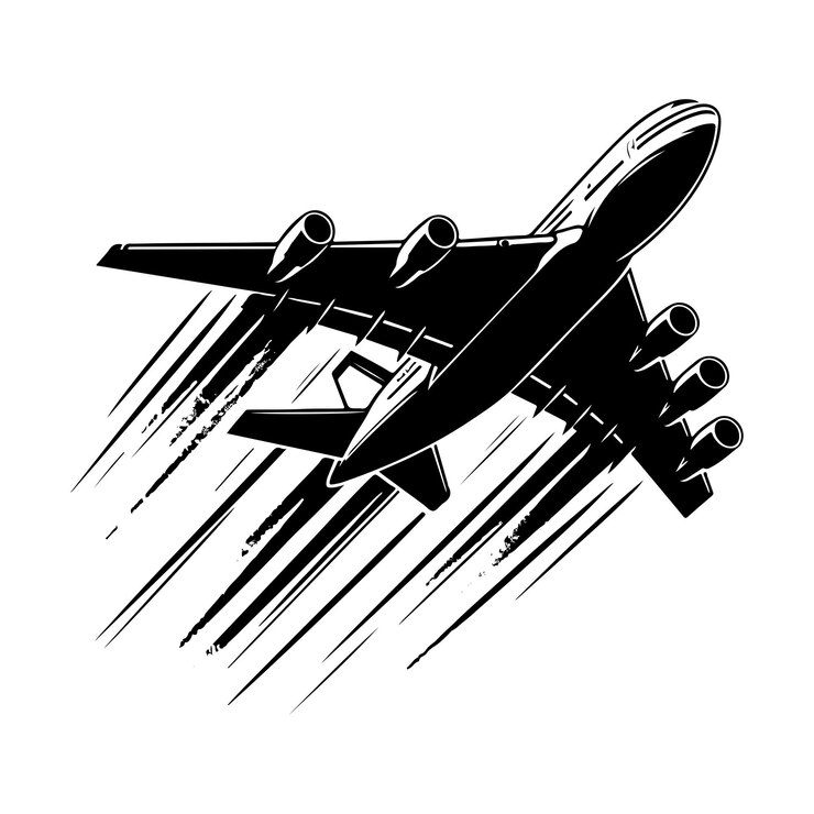 silueta de plano en una ilustración vectorial de fondo blanco