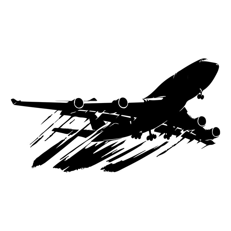 silueta de plano en una ilustración vectorial de fondo blanco