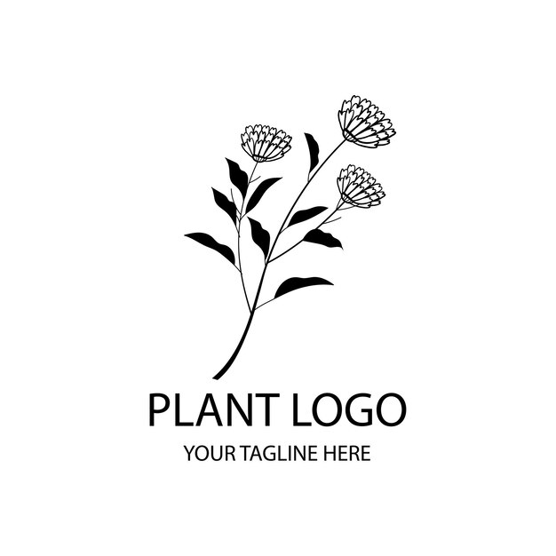 Silueta de planta en blanco y negro