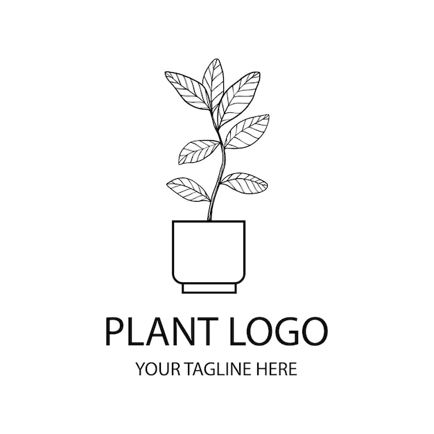 Vector silueta de planta en blanco y negro