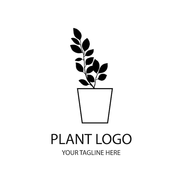 Vector silueta de planta en blanco y negro