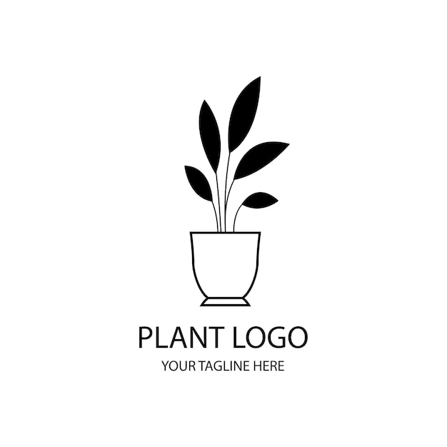 Vector silueta de planta en blanco y negro