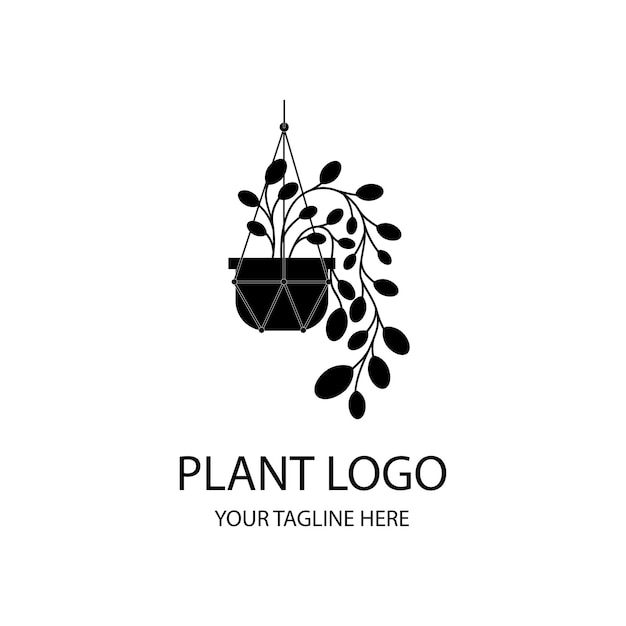 Vector silueta de planta en blanco y negro