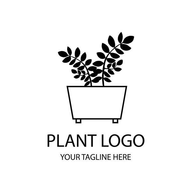 Vector silueta de planta en blanco y negro