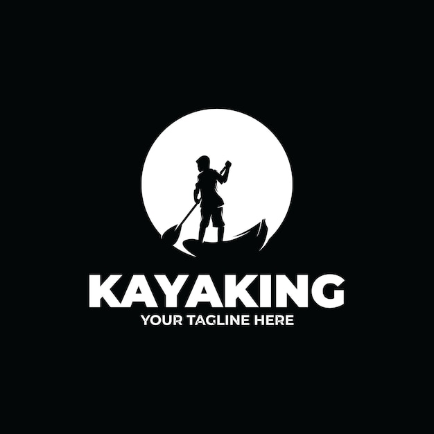 Silueta de plantilla de diseño de logotipo de kayak