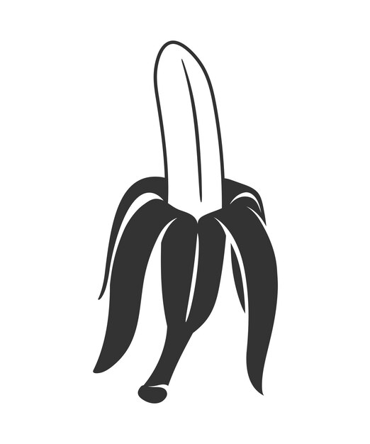 Silueta de plátano aislada sobre un fondo blanco