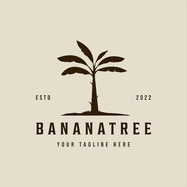 Silueta plátano árbol logo vector vintage ilustración plantilla icono diseño gráfico plantas tropicales signo o símbolo para agricultor orgánico