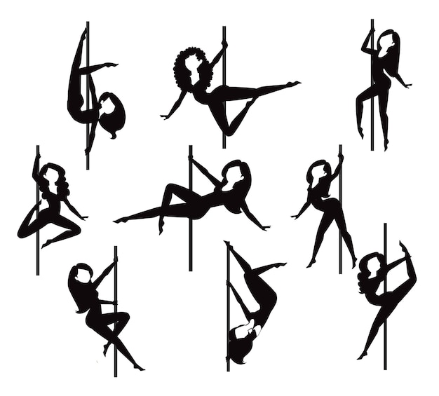 Vector silueta de pole dance