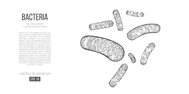 Silueta poligonal abstracta de bacterias
