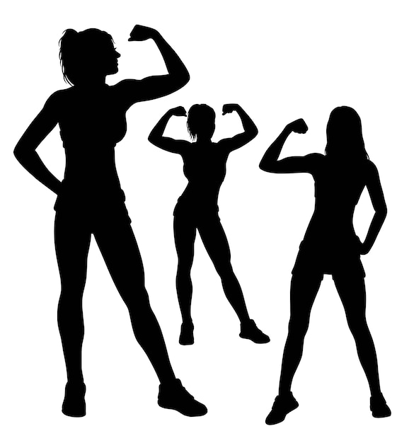 Vector silueta de pose femenina fuerte