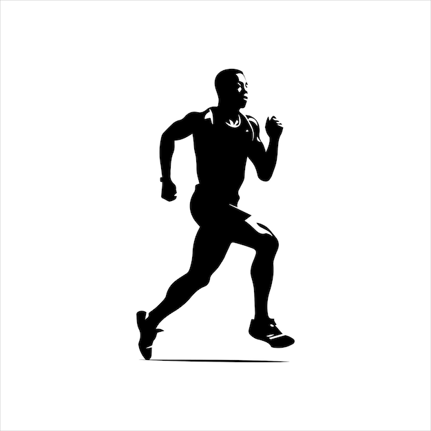 Silueta de una postura de carrera vectorial de un corredor de velocidad