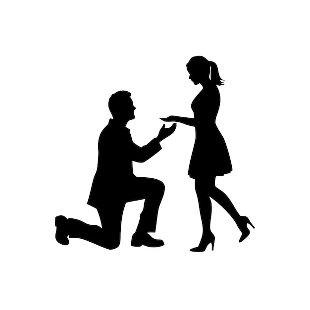 La silueta de la propuesta de matrimonio