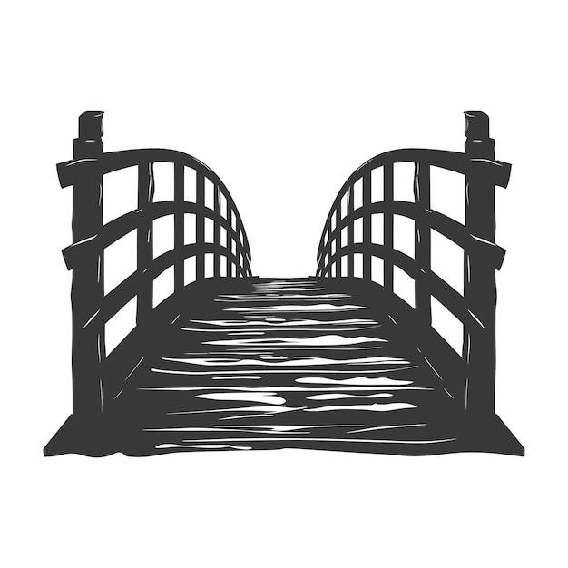 Vector silueta puente de madera sólo color negro completo