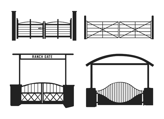 Silueta de la puerta del rancho Silueta de la cerca de la granja Puerta del rancho SVG Ilustración de la puerta del rancho