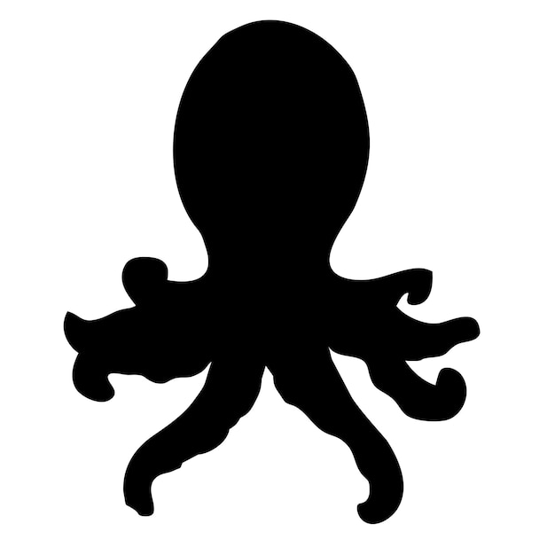 silueta de pulpo negro nadando en el mar