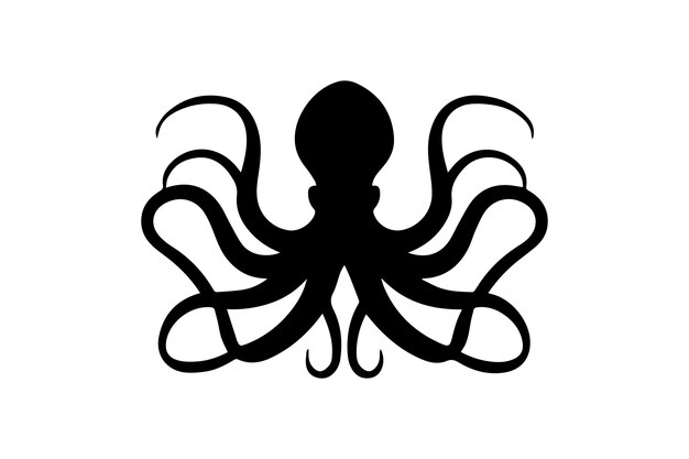 Silueta de un pulpo sobre un fondo blanco